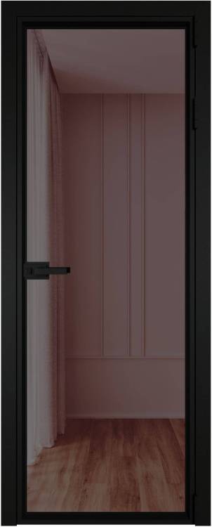 Межкомнатная дверь Profil Doors 1 AV цвет профиля Черный, стекло безопасное 6 мм золотистая бронза 800x2000
