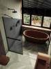 Душевая перегородка MaybahGlass MGD-730-6у 79x195, стекло графит матовый 8 мм, профиль черный фото 3