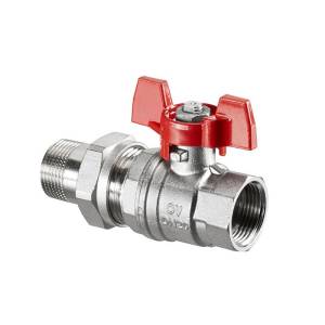 Кран шаровой Oventrop Optibal DN 25, с американкой, НР-ВР, рукоятка бабочка