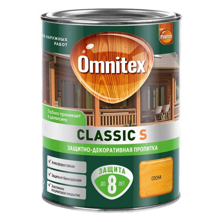 Пропитка декоративная для защиты древесины Omnitex Classic S сосна 0.9 л