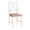 Стул Tetchair Хадсон 25523 ivory white (слоновая кость), ткань коричнево-золотая, дерево гевея