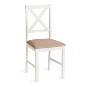 Стул Tetchair Хадсон 25523 ivory white (слоновая кость), ткань коричнево-золотая, дерево гевея