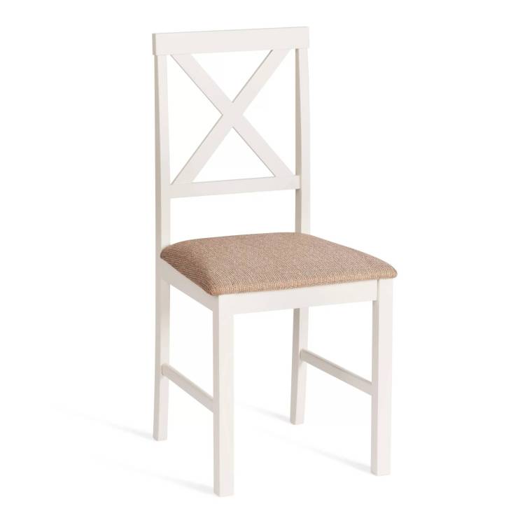 Стул Tetchair Хадсон 25523 ivory white (слоновая кость), ткань коричнево-золотая, дерево гевея