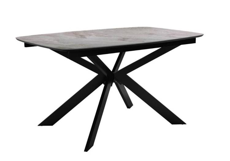 Стол Дик DikLine BK140 00-00080685 керамика Italian Grey (глянец серый), подстолье черное, опоры черные 140(180)x90x76