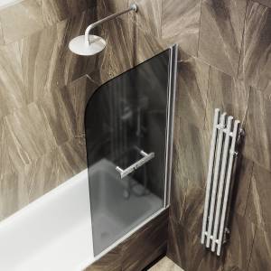 Шторка на ванну MaybahGlass MGV-780-5 60x140, поворотная, стекло графит матовый 6 мм, профиль хром матовый, с полотенцедержателем
