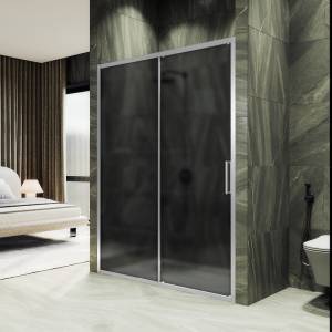 Душевая дверь в нишу MaybahGlass MGD-1290-5 профиль хром матовый, стекло графит матовый, 180x195