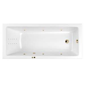 Акриловая ванна WHITECROSS Wave Slim с гидромассажем, форсунки золото, 170x70 