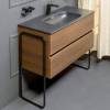 Тумба с раковиной Armadi Art Vallessi 100 дуб темный, с черной раковиной фото 2