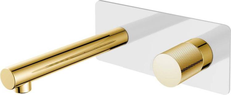 Смеситель для раковины Boheme Stick 125-WG.2 С ВНУТРЕННЕЙ ЧАСТЬЮ, white, touch gold