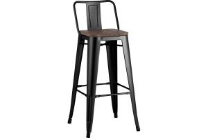 Стул барный Stool Group Tolix YD-H765E-W KD LG-01 X4 черный глянцевый/темное дерево 4 шт