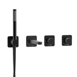 Душевой комплект Wasserkraft Fulda A5251.299.301.302.242.217 черный, встраиваемый, с изливом, с лейкой