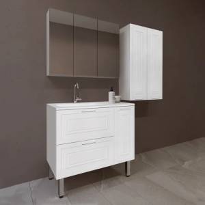 Мебель для ванной Style Line Альба 90 Люкс L, с бельевой корзиной