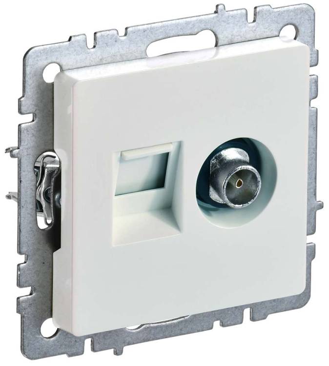 ТВ-розетка+Ethernet RJ45 IEK Brite BR-AK20-1-K36 жемчуг