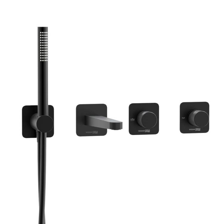 Душевой комплект Wasserkraft Fulda A5251.299.301.302.242.217 черный, встраиваемый, с изливом, с лейкой