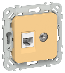 ТВ-розетка+Ethernet RJ45 IEK Flite FI-AK22-1-K90 золотарник