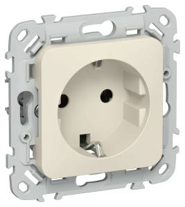 Розетка 1-местная с заземлением IEK Flite FI-R11-16-K86 сливочный