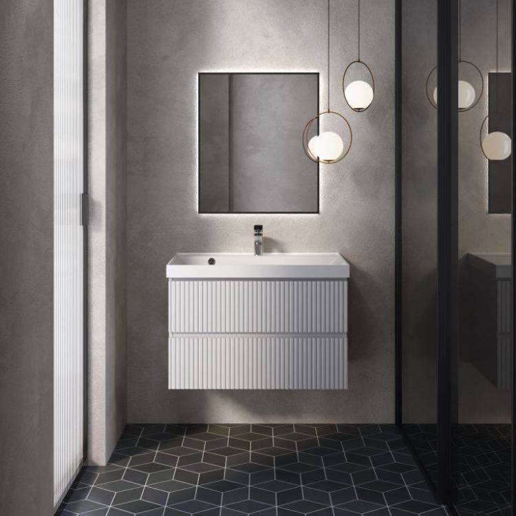 Тумба под раковину AQUAme S1 AQM900180WH подвесная, белый глянец, 80 см