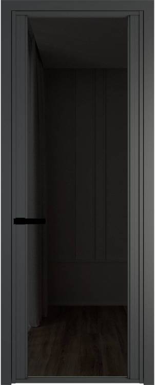 Межкомнатная дверь Profil Doors 2 AGP цвет профиля Серая ночь, стекло безопасное 6 мм черное тонированное 800x2000