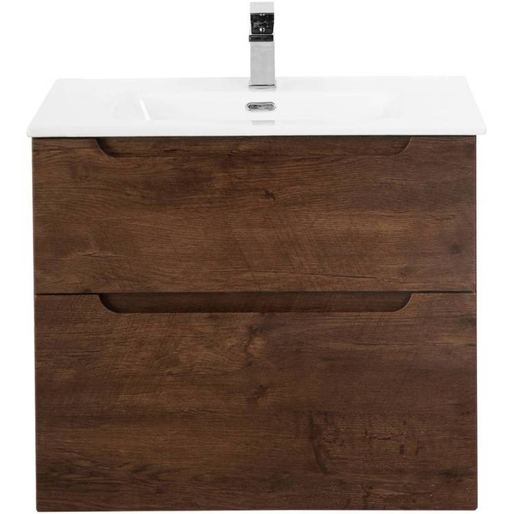Тумба под раковину Belbagno Etna H-60 ETNA-H60-600-2C-SO-RW-P 60x45x60 Rovere Moro подвесная с двумя выкатными ящиками, с доводчиками