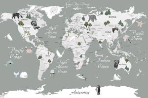 3D Фотообои Artegrafico «Художественная карта на английском» KID-122 канвас