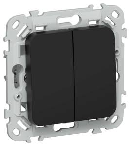 Выключатель 2-клавишный IEK Flite FI-V20-0-10-1-K02 черный