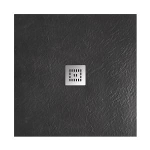 Поддон для душа BelBagno TRAY-MR-UNO-A-90-35-NERO-CR с сифоном и декоративной накладкой хром, черный матовый, 90x90