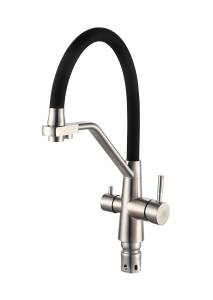Смеситель для кухни РМС SUS127BL-016F-015 чёрный, сталь