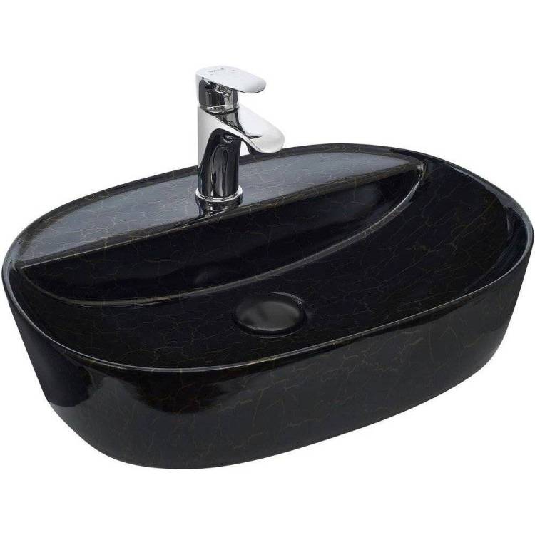 Раковина Weltwasser WW Elbach 10000004548 2202 K509 50 см, под мрамор, черная с золотом