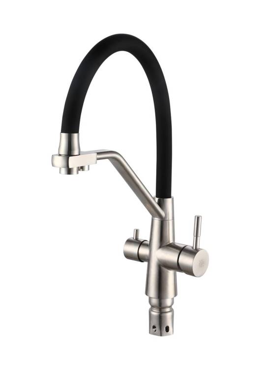 Смеситель для кухни РМС SUS127BL-016F-015 чёрный, сталь
