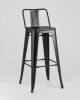 Набор из 6 барных стульев Stool Group Tolix YD-H765E-W LG-01 X6 черный глянцевый, темное дерево, со спинкой фото 2