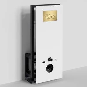 Система инсталляции для унитазов Wasserkraft Glan 66TLT.010.ME.WH.MG02 клавиша золото матовое
