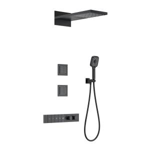Душевой комплект Wonzon & Woghand WW-D4538-A-MB черный, с термостатом