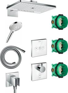 Душевой комплект Hansgrohe Rainmaker Select 460 (3 jet) 24007400 + 26530400 + 26486000 + 28276000 + 15735400 + 15736400
