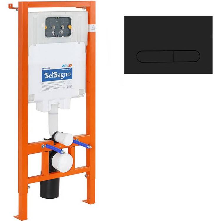 Система инсталляции для унитазов BelBagno BB002-80/BB007-PR-NERO.M кнопка черная