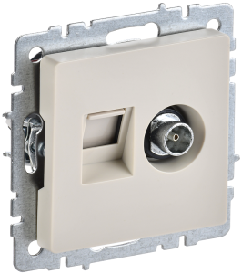 ТВ-розетка+Ethernet RJ45 IEK Brite BR-AK20-1-K10 бежевый