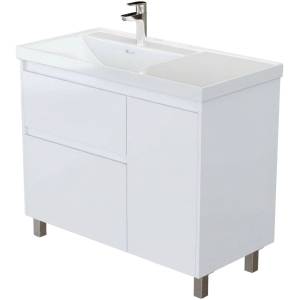Тумба с раковиной Aquanet Nova Lite 2.0 100 L 365909 Белый глянец