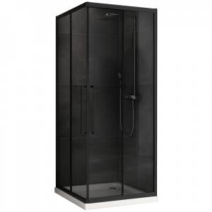 Душевой уголок Abber Schwarzer Diamant AG02090BDTH 90x195x90, профиль Черный