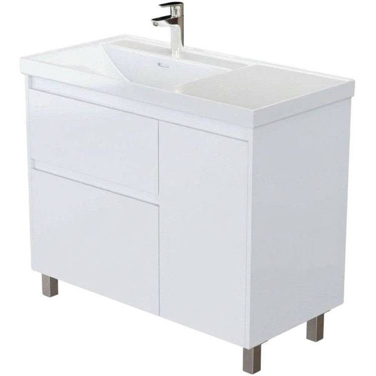 Тумба с раковиной Aquanet Nova Lite 2.0 100 L 365909 Белый глянец