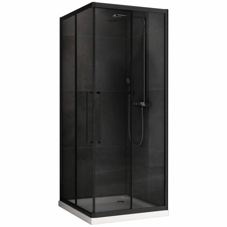 Душевой уголок Abber Schwarzer Diamant AG02090BDTH 90x195x90, профиль Черный