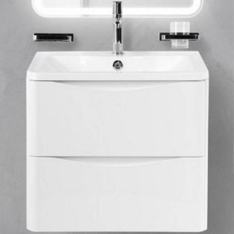 Тумба с раковиной Belbagno Acqua ACQUA-600-2C-SO-BL 60x45x50 Bianco Lucido подвесная с двумя выкатными ящиками
