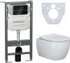 Комплект Унитаз подвесной Ceramica Nova Play CN3001 + Система инсталляции для унитазов Envision CN1002B с кнопкой смыва и шумоизоляционной панелью