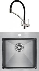 Комплект Paulmark Velten PM905151-BS брашированная нержавеющая сталь + Смеситель Paulmark Siegen Si213111-NI для кухонной мойки