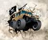 3D Фотообои Artegrafico «Внедорожник проламывающий стену» CAR-040 песок