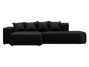 Диван угловой Лига Диванов Лига-065 129804L GRIFON 18 черный, угол левый