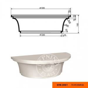 Капитель полуколонны LepninaPlast КЛВ-205/1 33.5x16.75x10