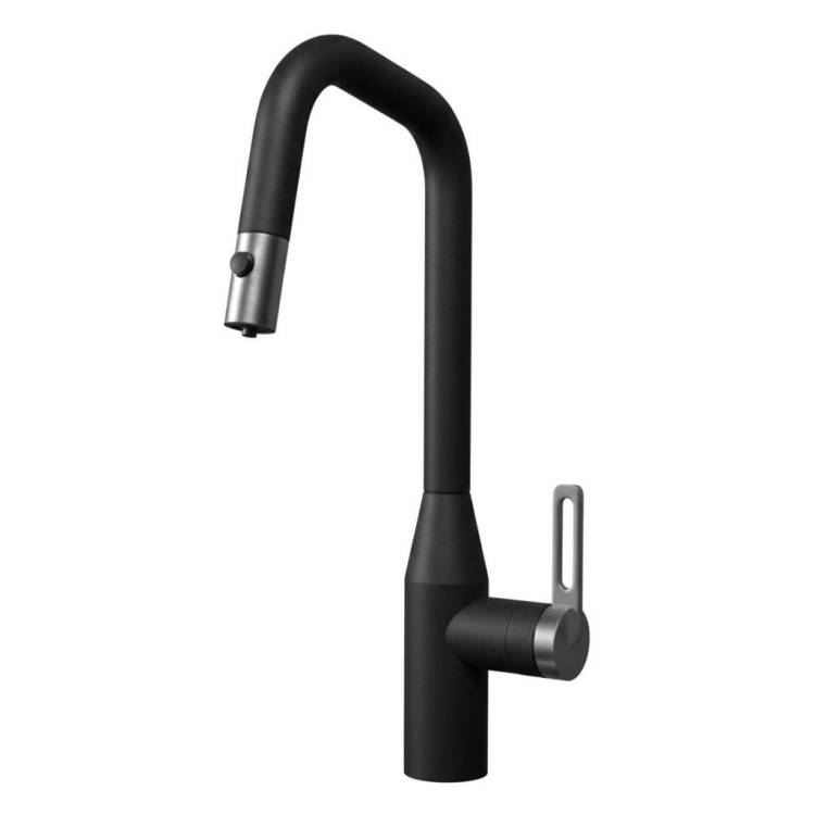 Смеситель для кухни Granula GR-8171 турмалин, с выдвижным изливом