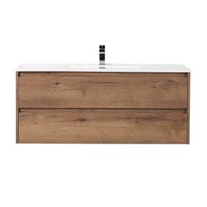 Тумба с раковиной Belbagno Kraft KRAFT-1200-2C-SO-RT 120x46x50 Rovere Tabacco подвесная с фрезерованными ручками по всей длине фасада с двумя выкатными ящиками