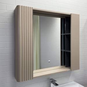 Зеркало-шкаф Comforty Ангара-90 00-00019940 с подсветкой и антизапотеванием, дуб латте