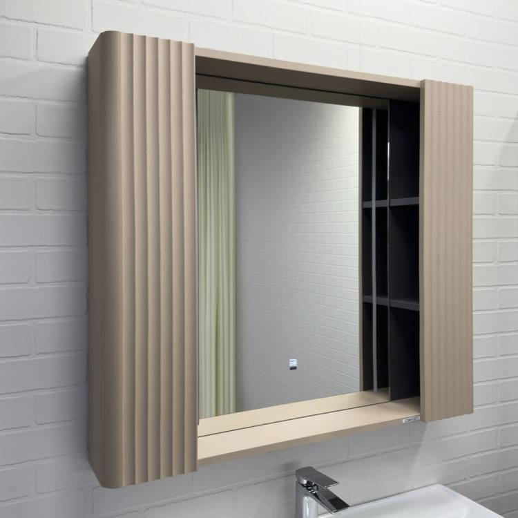 Зеркало-шкаф Comforty Ангара-90 00-00019940 с подсветкой и антизапотеванием, дуб латте