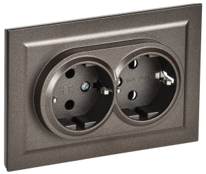 Розетка 2-местная с заземлением IEK Brite BR-R21-16-K45-F темная бронза